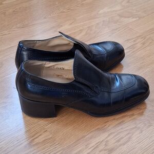 Vintage 70's Disco Era Verde Black Platform Shoes Size 9 EUC